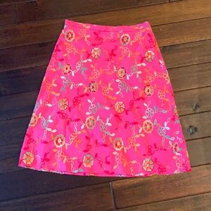 Piazza Sempione Pink Embroidered Floral Skirt EUC